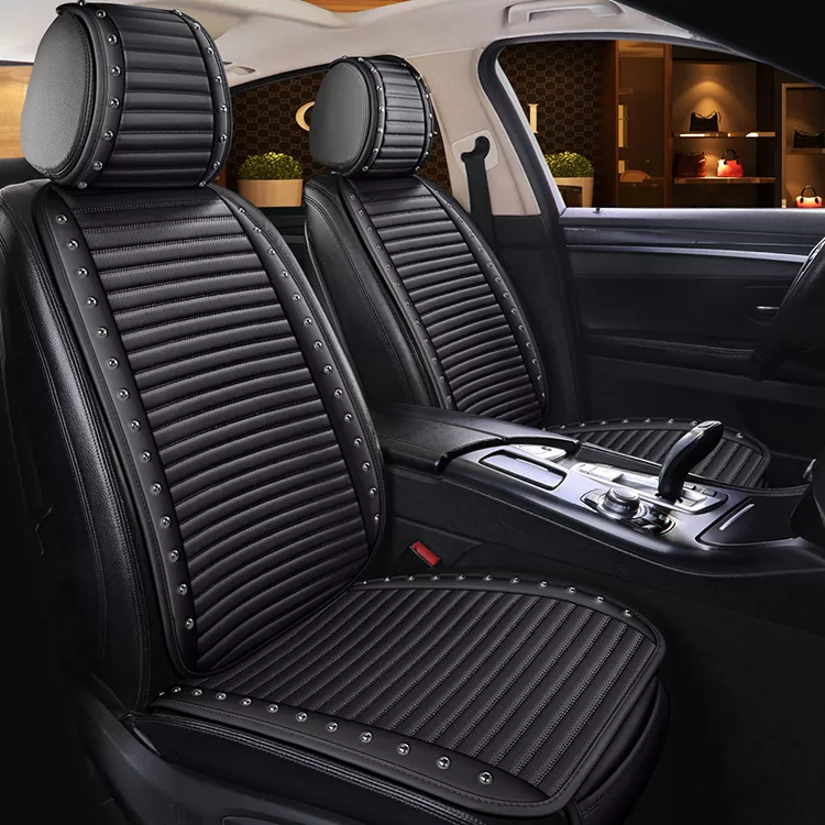 Juego completo de fundas de asiento de cuero universales de moda con remache