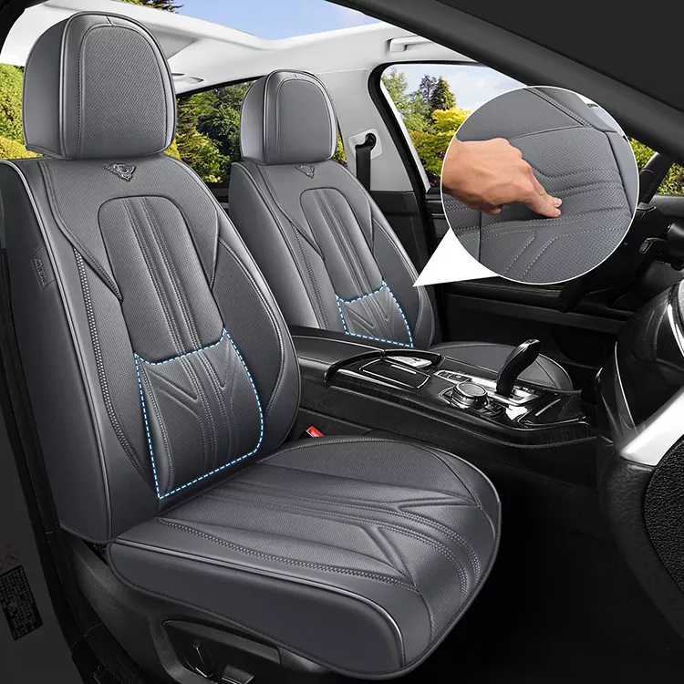 Fundas de cuero para asientos de coche con soporte lumbar