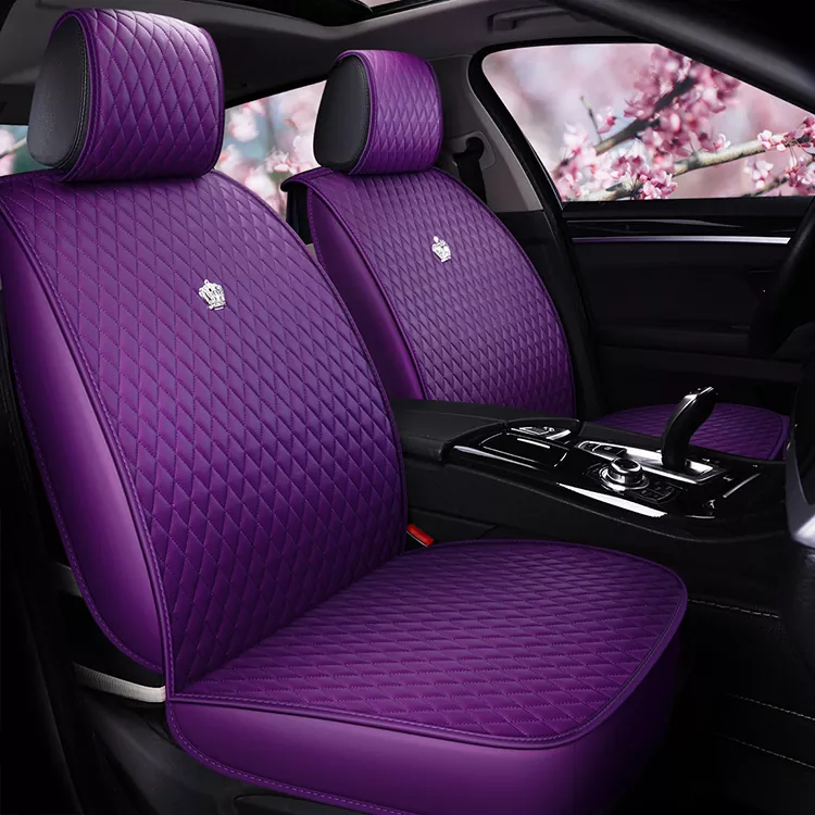 Juego completo de fundas de asiento de cuero universales con corona
